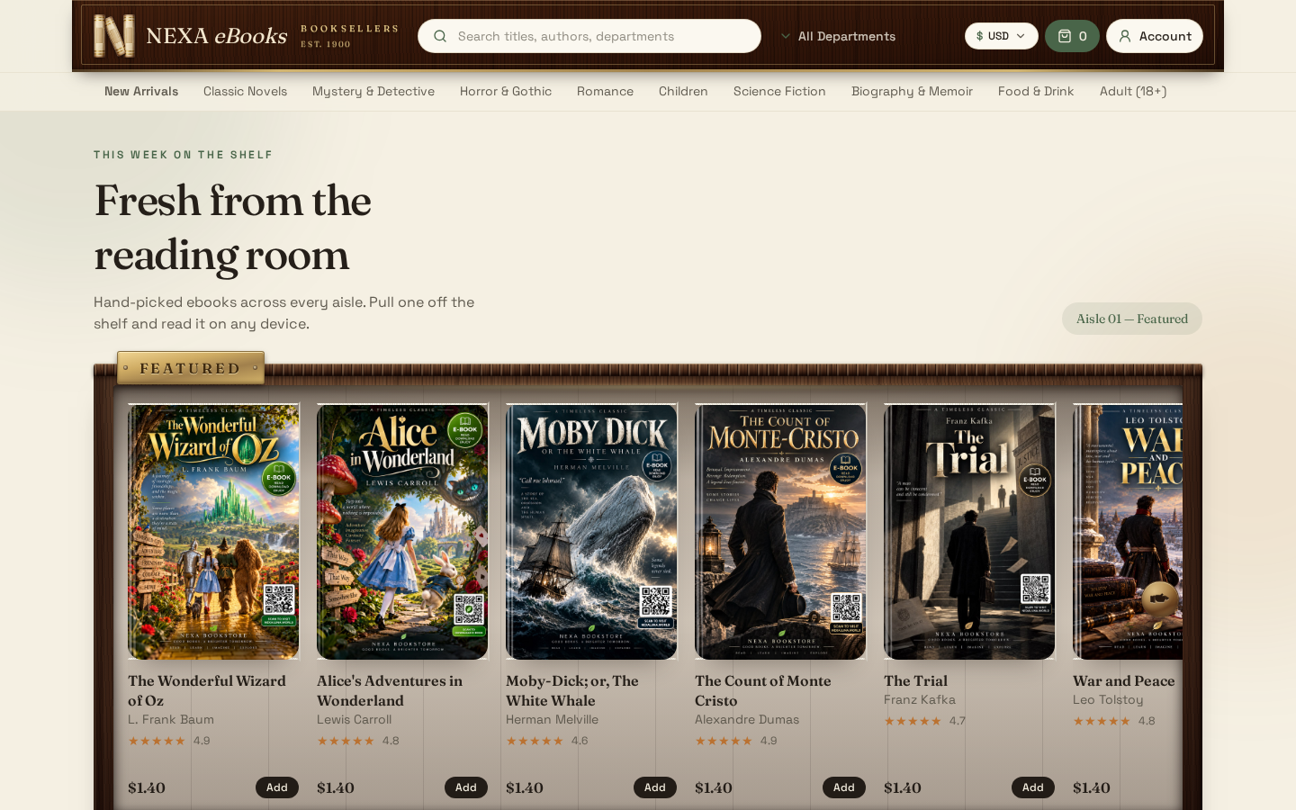 Nexa eBooks platform screenshot