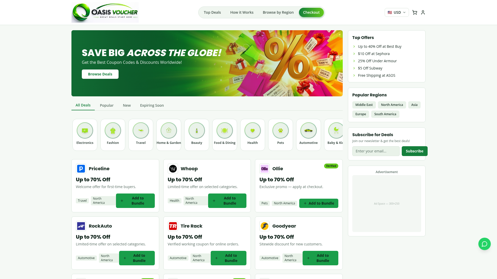 Oasis Voucher platform screenshot